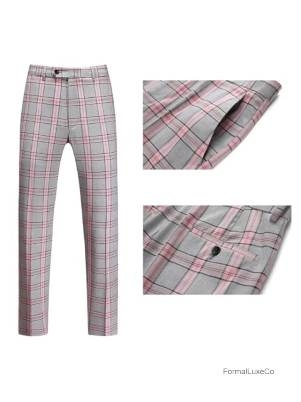 Men's 2-Piece Plaid Double Breasted Suit Wedding Party Tuxedo